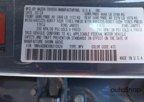 2024 Mazda Cx-50 2.5 S Preferred из США, поврежденный, VIN 7MMVABBM3RN210929